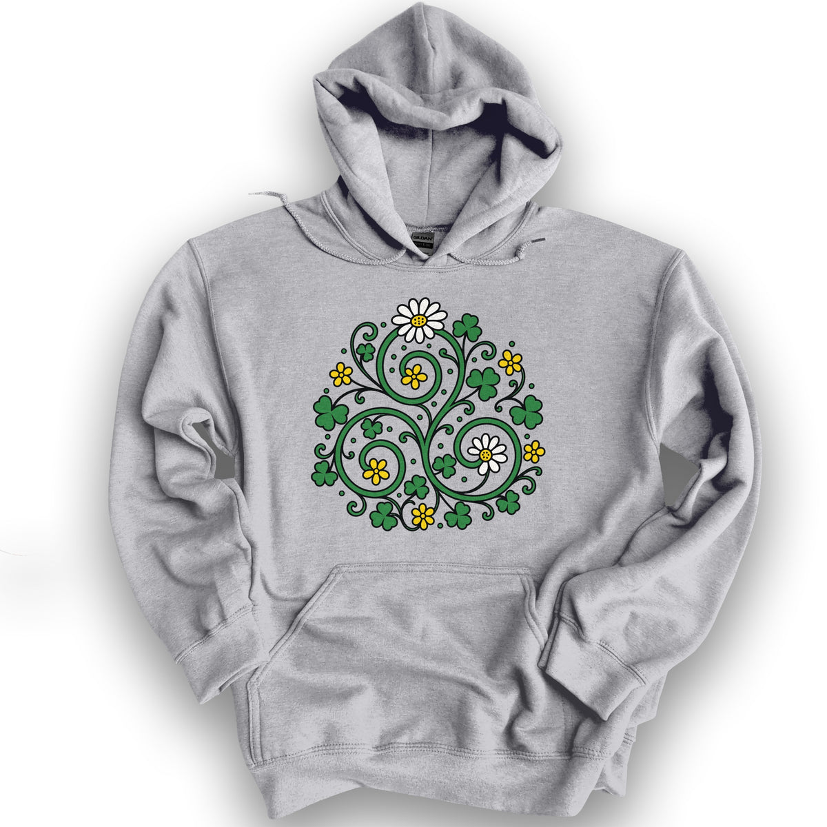Celtic Shamrock Triskele Hoodie - Sport Grey