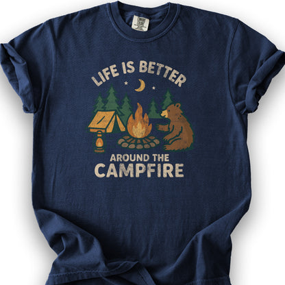 Around The Campfire "Happy Bear" T-Shirt - True Navy
