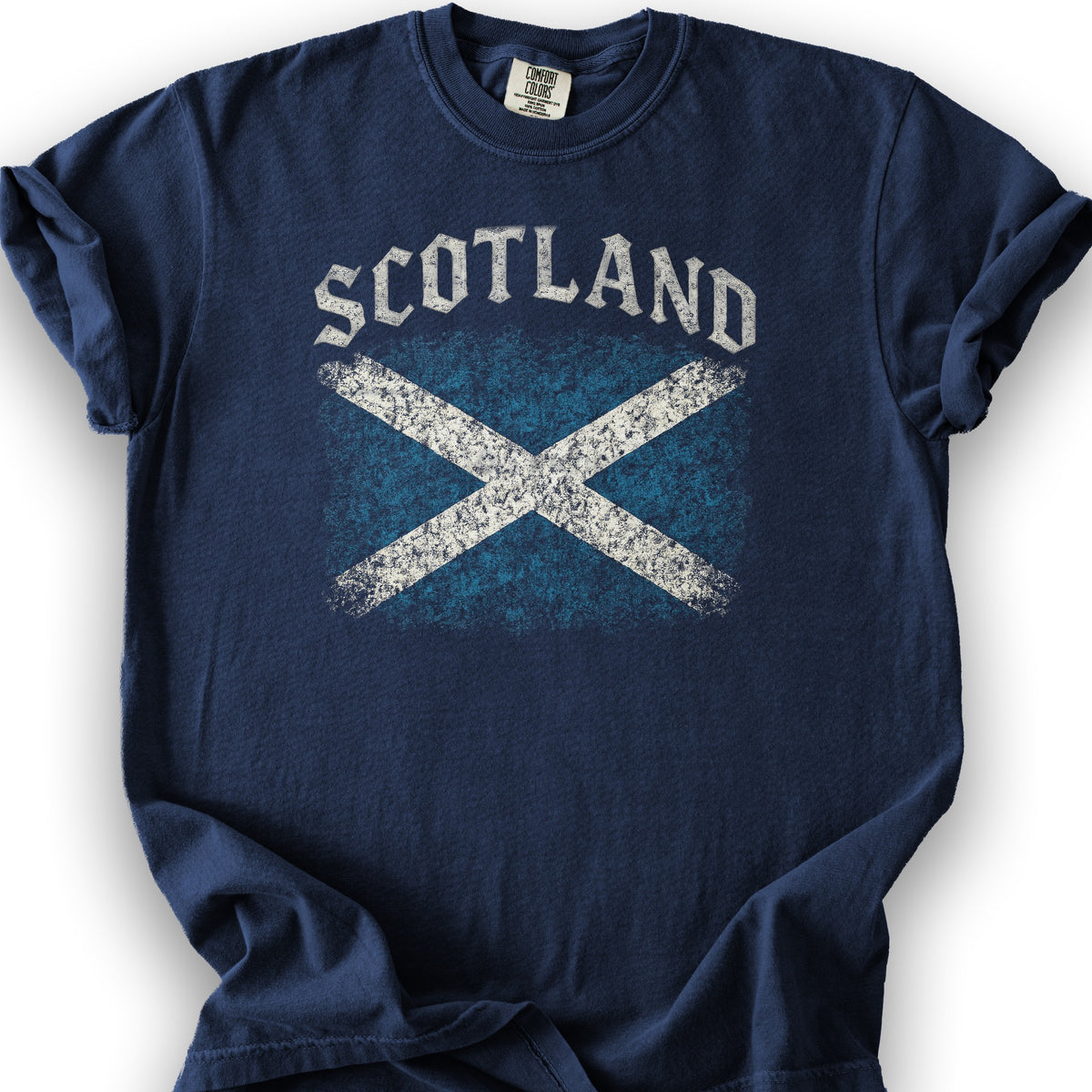 Scotland Distressed Vintage Flag T-Shirt - True Navy