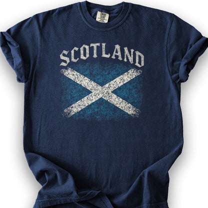 Scotland Distressed Vintage Flag T-Shirt - True Navy