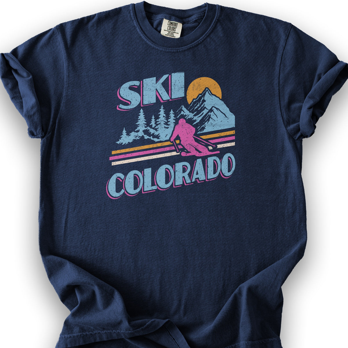 Ski Colorado Retro 80's T-Shirt - True Navy