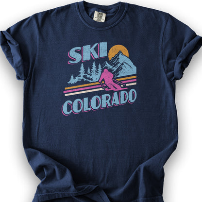 Ski Colorado Retro 80's T-Shirt - True Navy