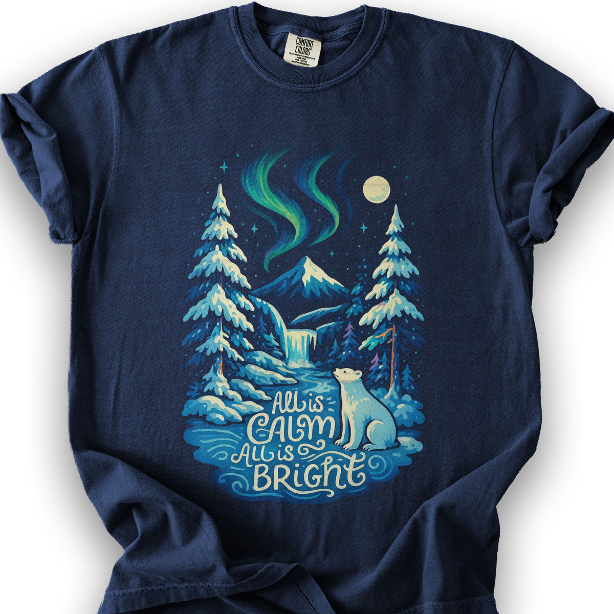 All Is Calm Northern Lights T-Shirt - True Navy
