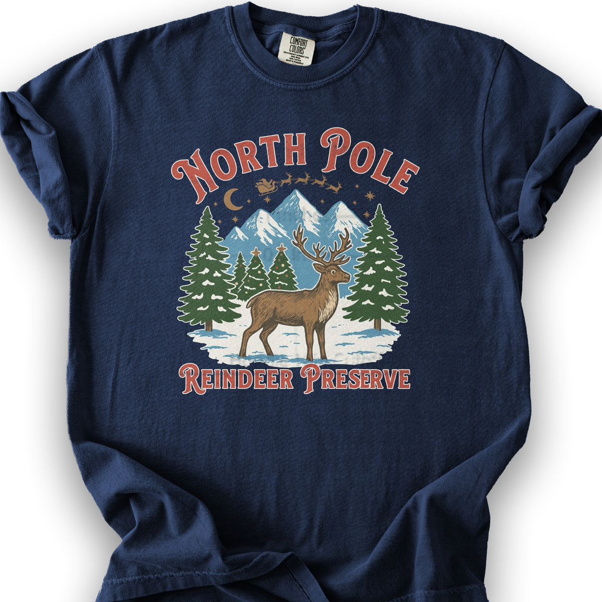 North Pole Reindeer Preserve T-Shirt - True Navy