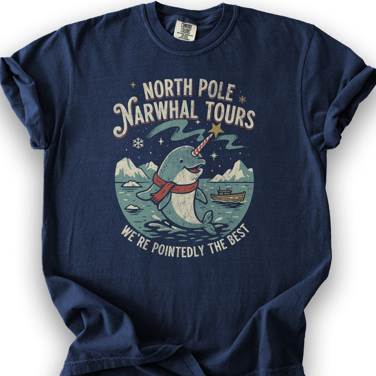 North Pole Narwhal Tours T-shirt - True Navy