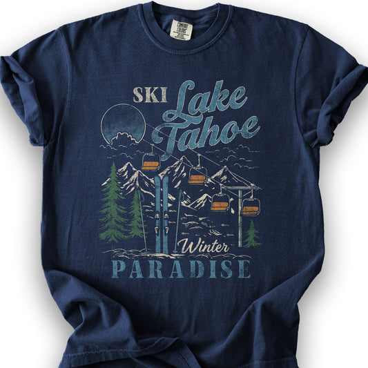 Retro "Ski Lake Tahoe" T-shirt - True Navy