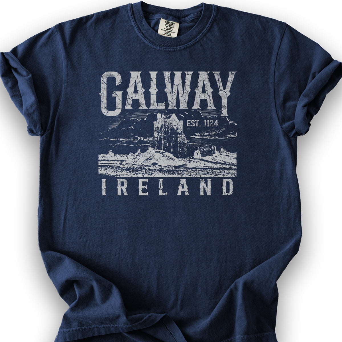 Galway Ireland Vintage Print T-Shirt - True Navy
