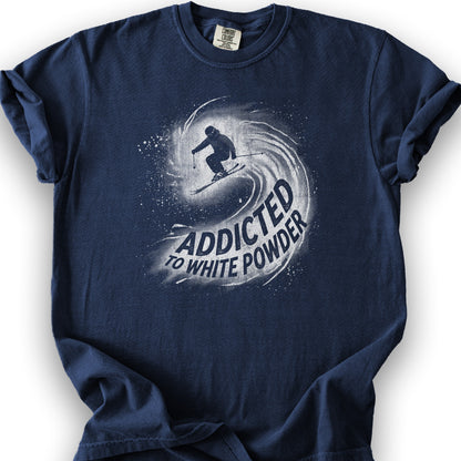 White Powder Skiing T-shirt - True Navy