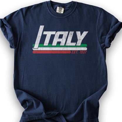 Italy Retro Stripe T-Shirt - True Navy