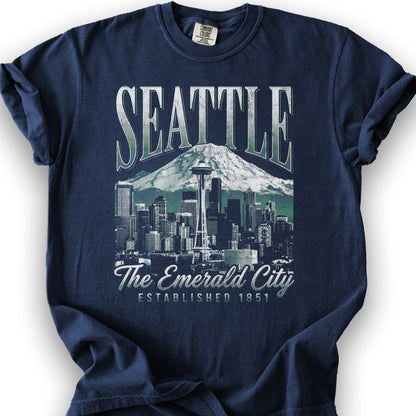 Seattle 90's Halftone T-Shirt - True Navy