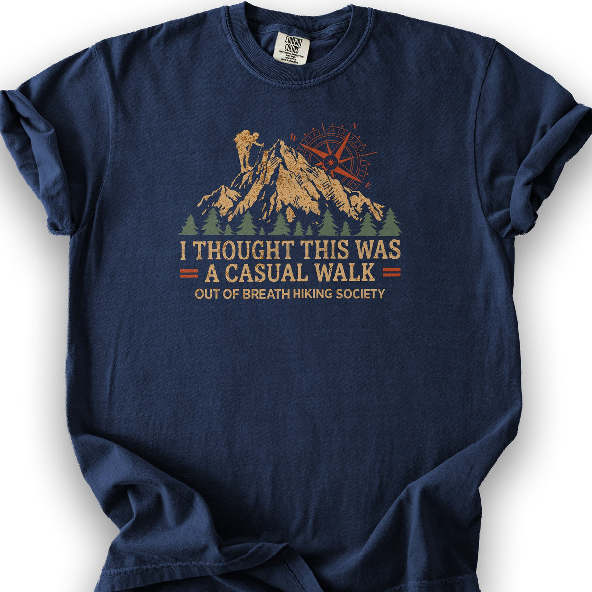 Casual Walk Hiking T-Shirt - True Navy