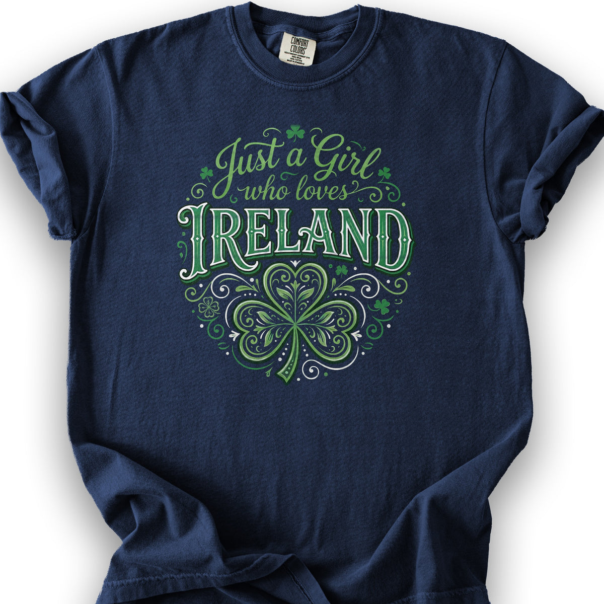 Just A Girl Shamrock T-Shirt - True Navy