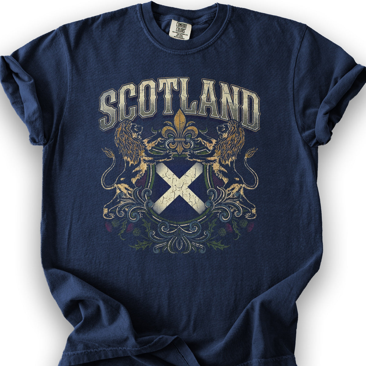 Scotland Rampant Flag T-Shirt - True Navy