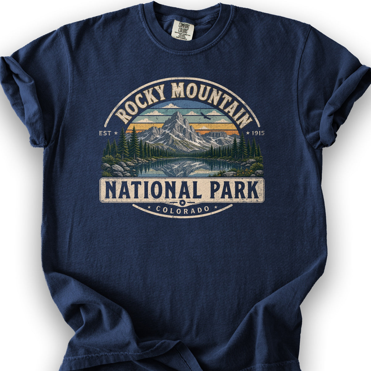 Rocky Mountain Medallion T-Shirt - True Navy