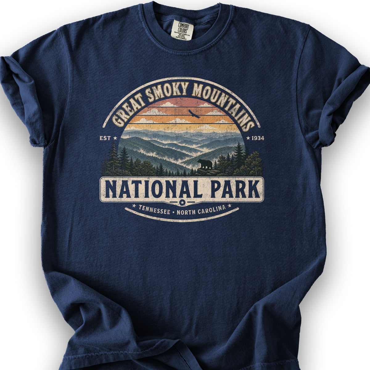 Great Smoky Mountains Medallion T-Shirt - True Navy
