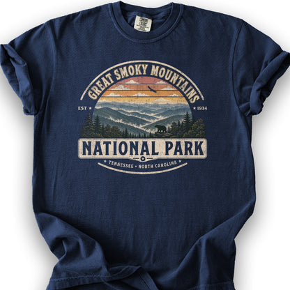 Great Smoky Mountains Medallion T-Shirt - True Navy
