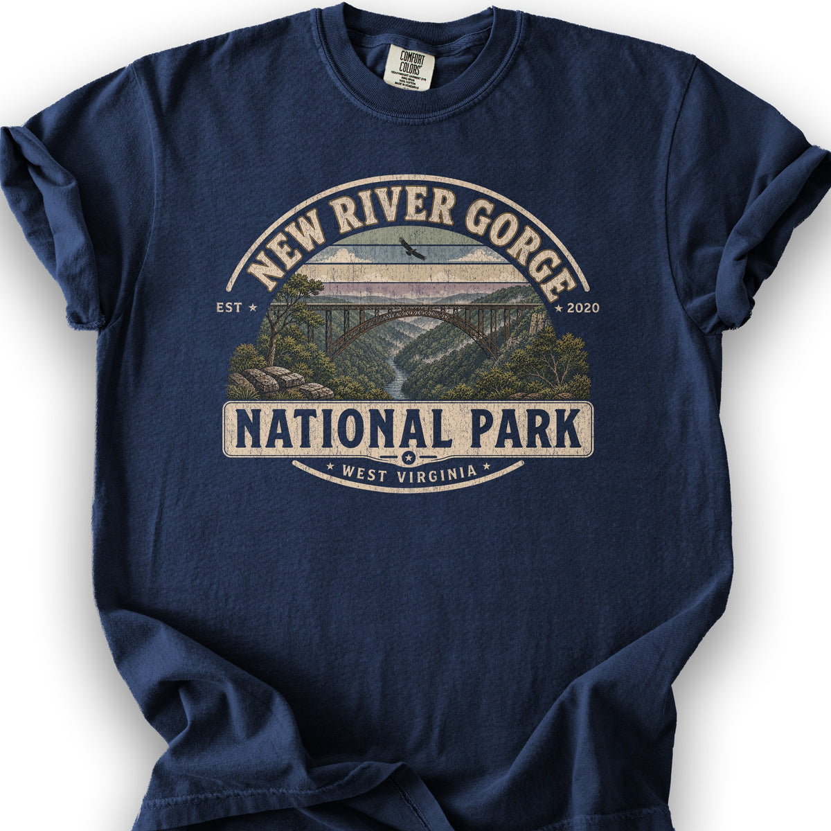 New River Gorge Medallion T-Shirt - True Navy