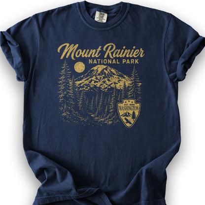 Mount Rainier Vintage Sketch T-Shirt - True Navy