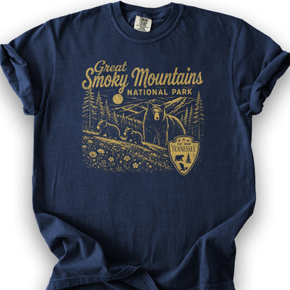 Smoky Mountains Vintage Sketch T-Shirt - True Navy