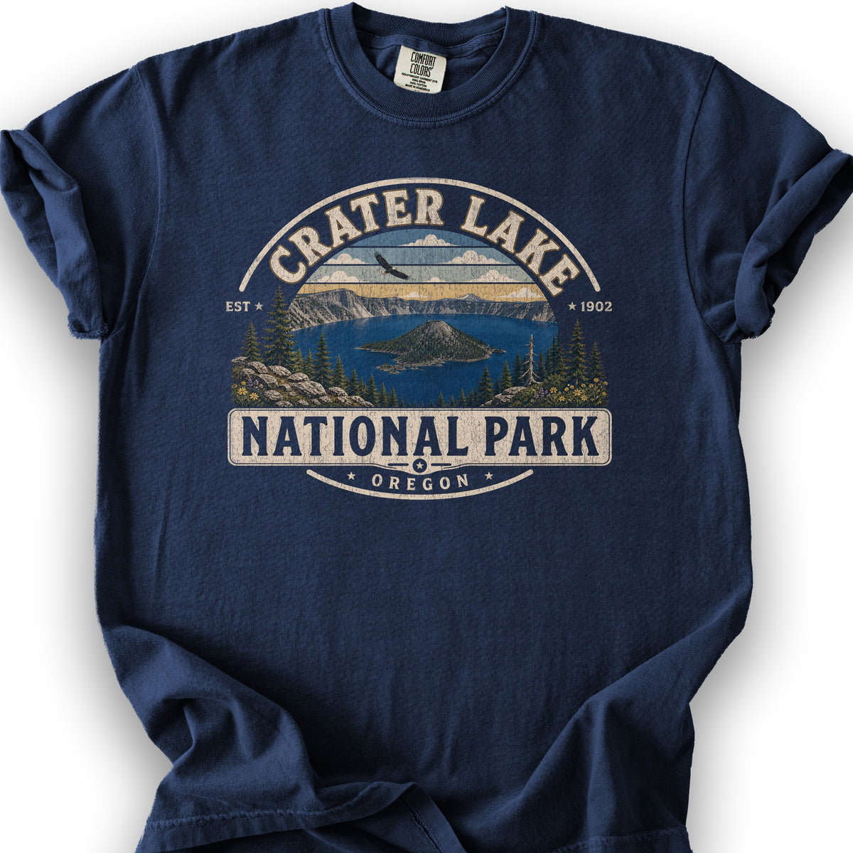 Crater Lake Medallion T-Shirt - True Navy