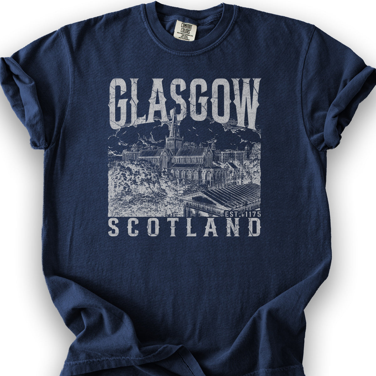 Glasgow Scotland Sketch T-Shirt - True Navy