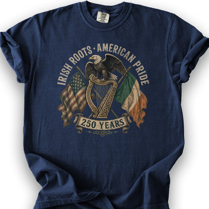 Irish Roots American Pride T-Shirt - True Navy