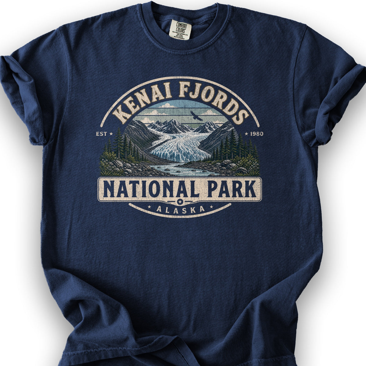 Kenai Fjords Medallion T-Shirt - True Navy