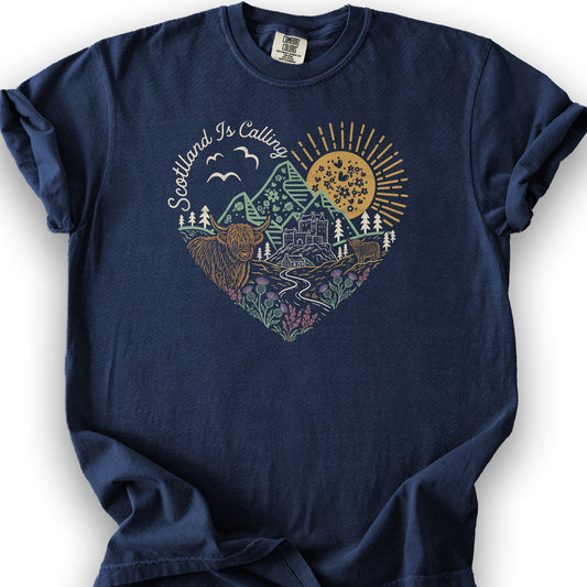 Scotland Is Calling Heart T-Shirt - True Navy
