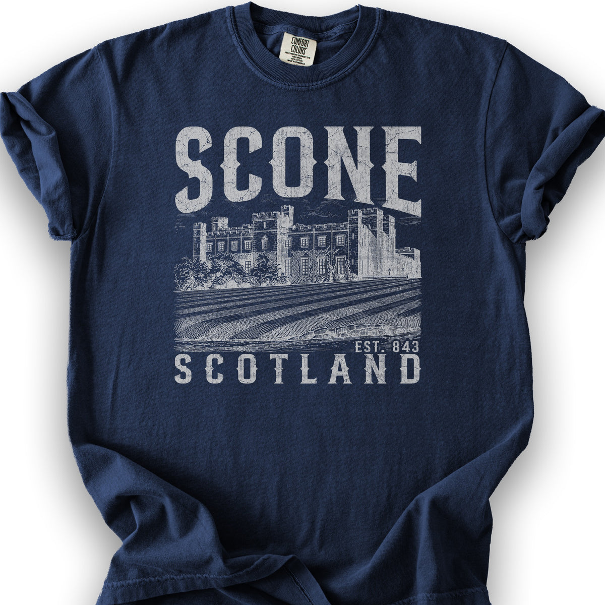 Scone Scotland Sketch T-Shirt - True Navy