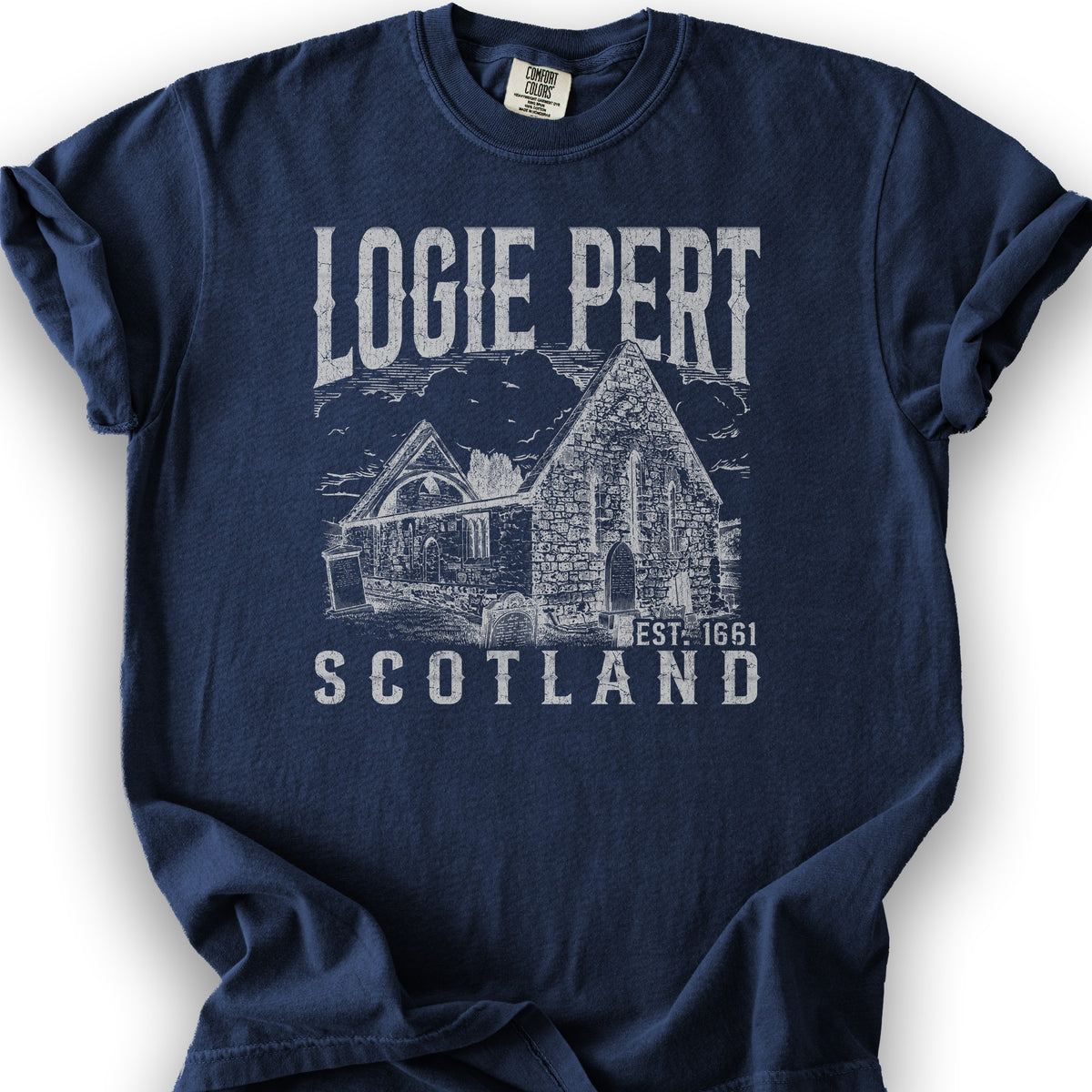 Logie Pert Scotland Sketch T-Shirt - True Navy