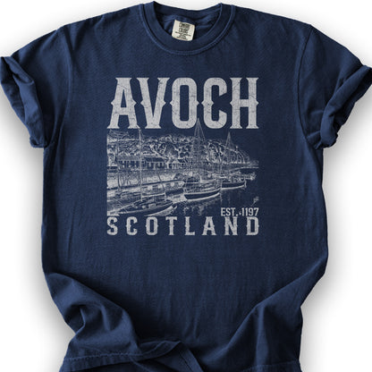 Avoch Scotland Sketch T-Shirt - True Navy