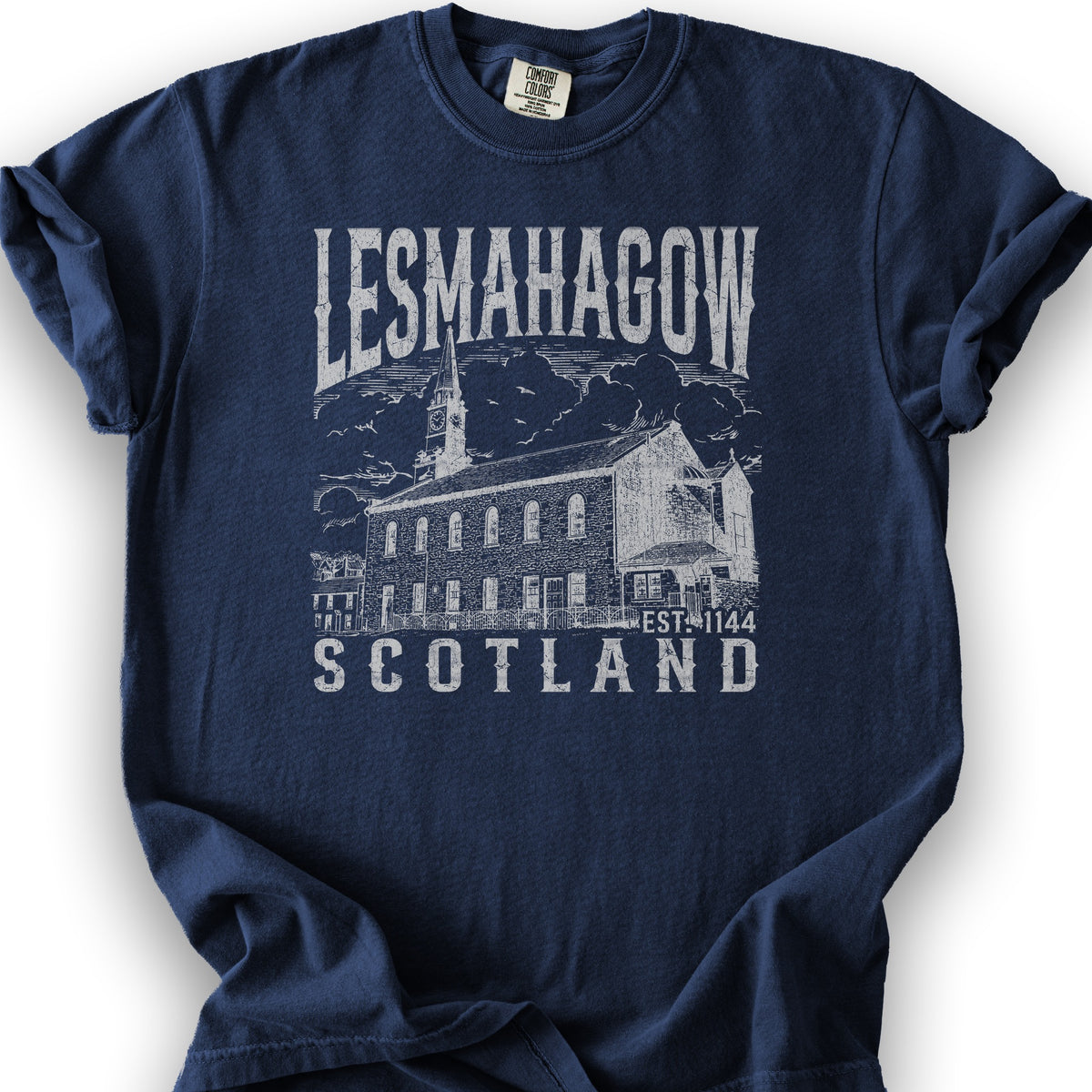 Lesmahagow Scotland Sketch T-Shirt - True Navy