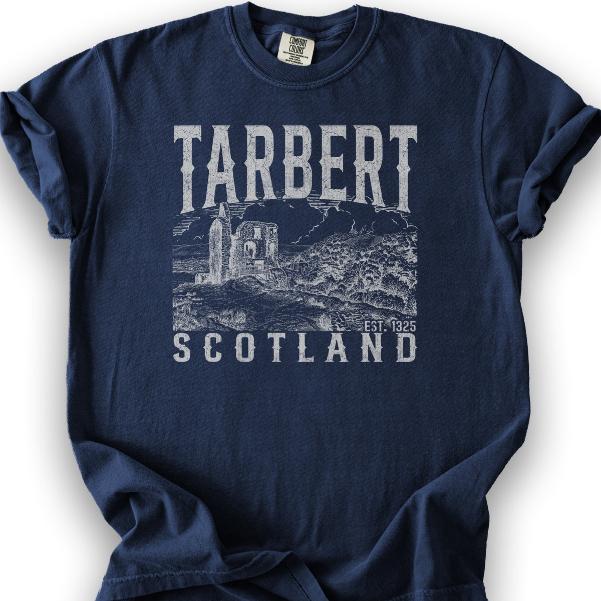 Tarbert Scotland Sketch T-Shirt - True Navy