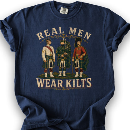 Real Men Wear Kilts T-Shirt - True Navy