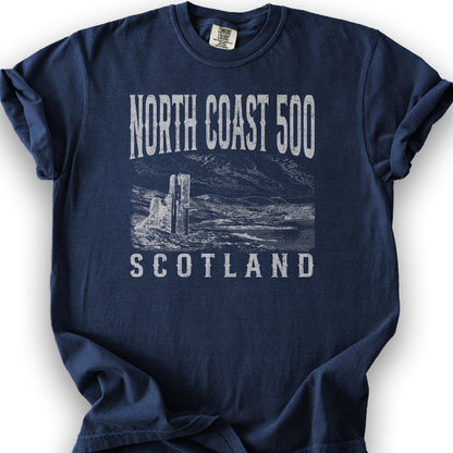 North Coast 500 Scotland Sketch T-Shirt - True Navy