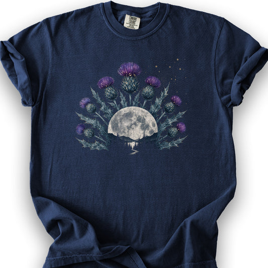 Moonlit Highland Thistles T-Shirt - True Navy