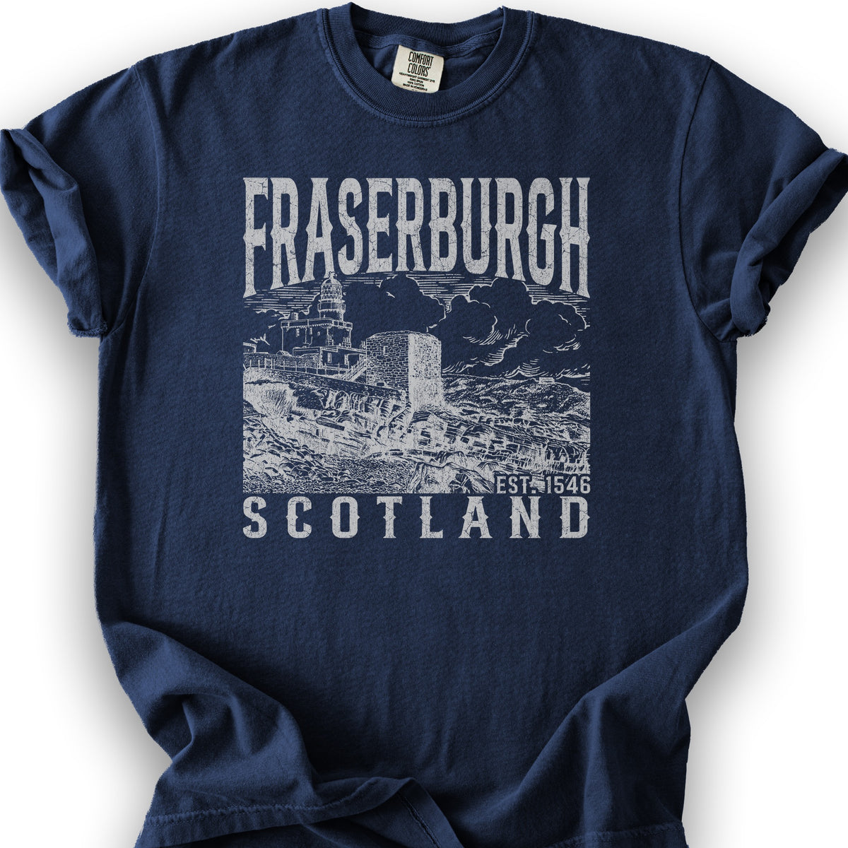 Fraserburgh Scotland Sketch T-Shirt - True Navy