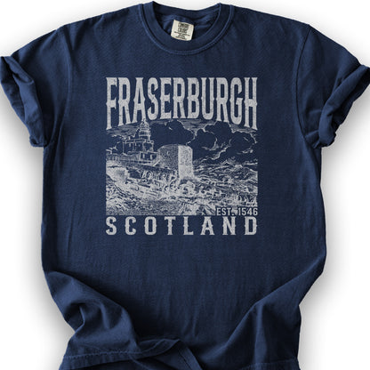 Fraserburgh Scotland Sketch T-Shirt - True Navy