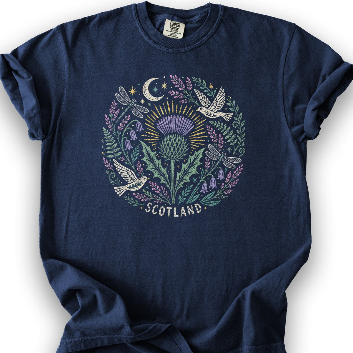 Scotland Thistle Doves T-Shirt - True Navy