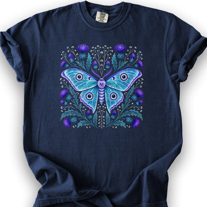 Emperor Moth Thistle T-Shirt - True Navy