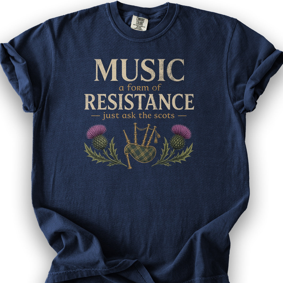 Music Resistance Scottish T-Shirt - True Navy