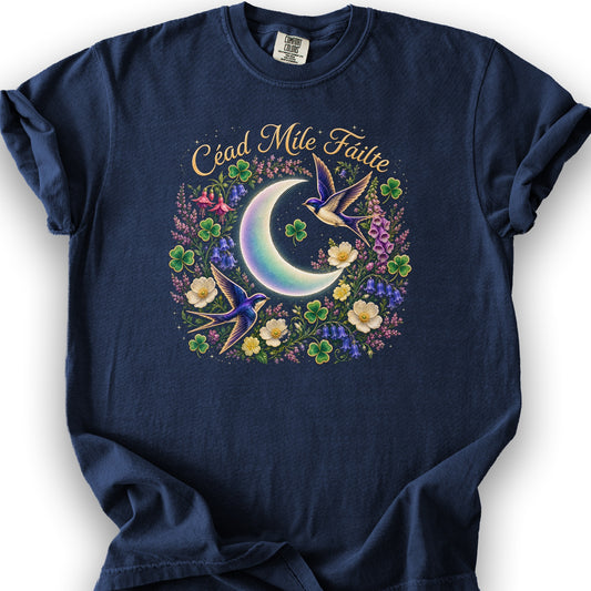 Céad Míle Fáilte Moon T-Shirt - True Navy