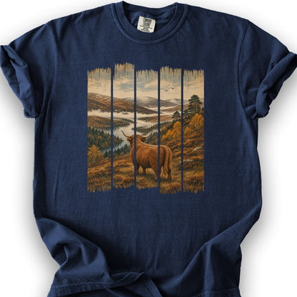 Scotland Coo Panels T-Shirt - True Navy