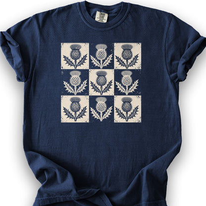 Thistle Box Pattern T-Shirt - True Navy