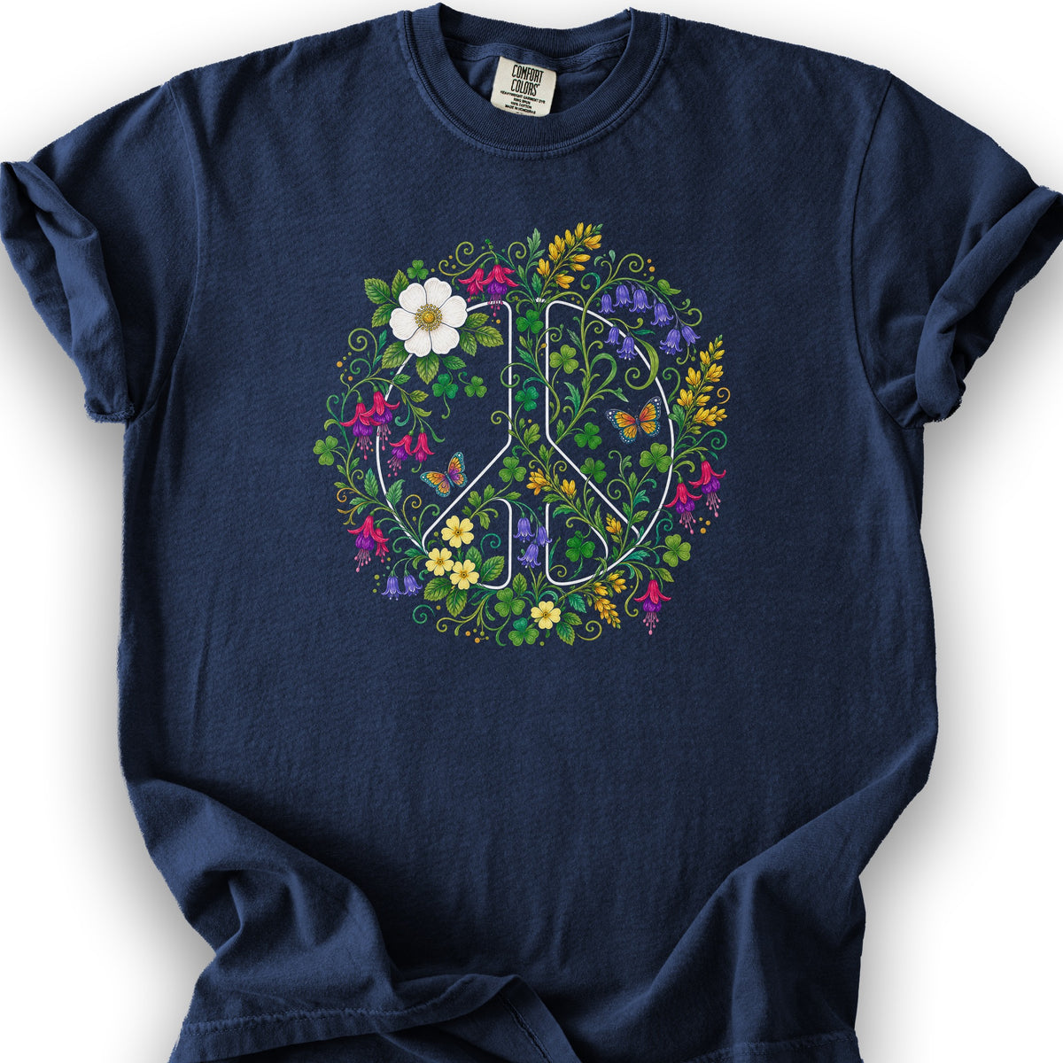 Floral Irish Peace T-Shirt - True Navy