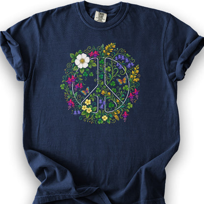 Floral Irish Peace T-Shirt - True Navy