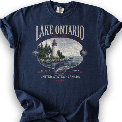 Lake Ontario Retro 90's T-Shirt - True Navy