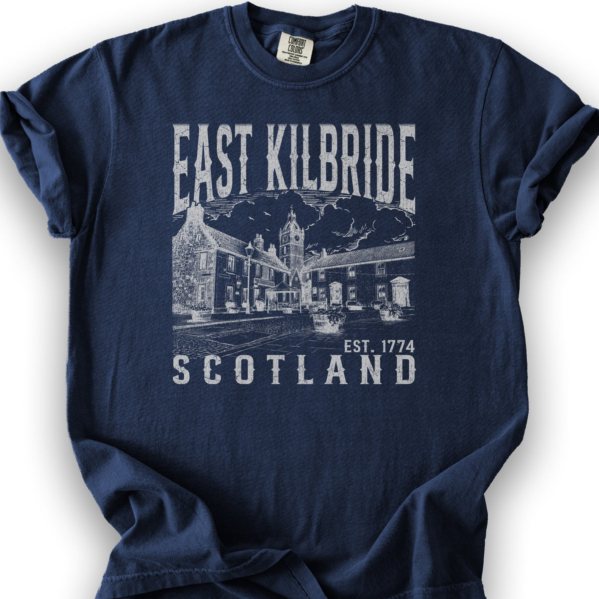 East Kilbride Scotland Sketch T-Shirt - True Navy