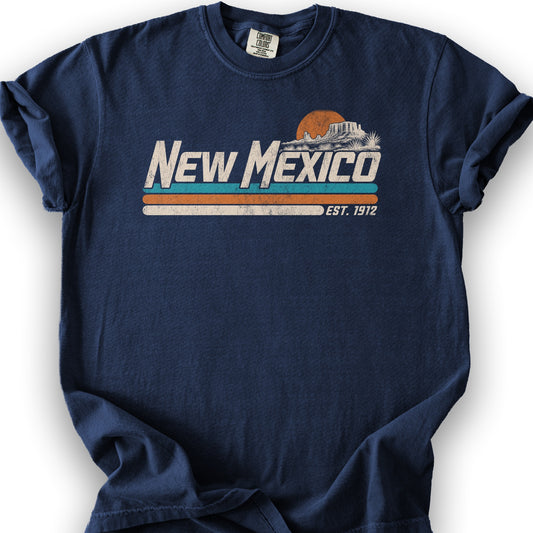 New Mexico Retro Stripe T-Shirt - True Navy