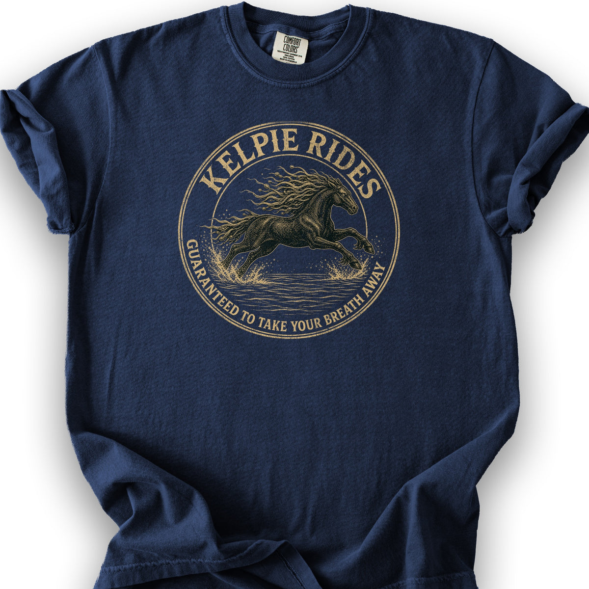 Kelpie Rides Badge T-Shirt - True Navy